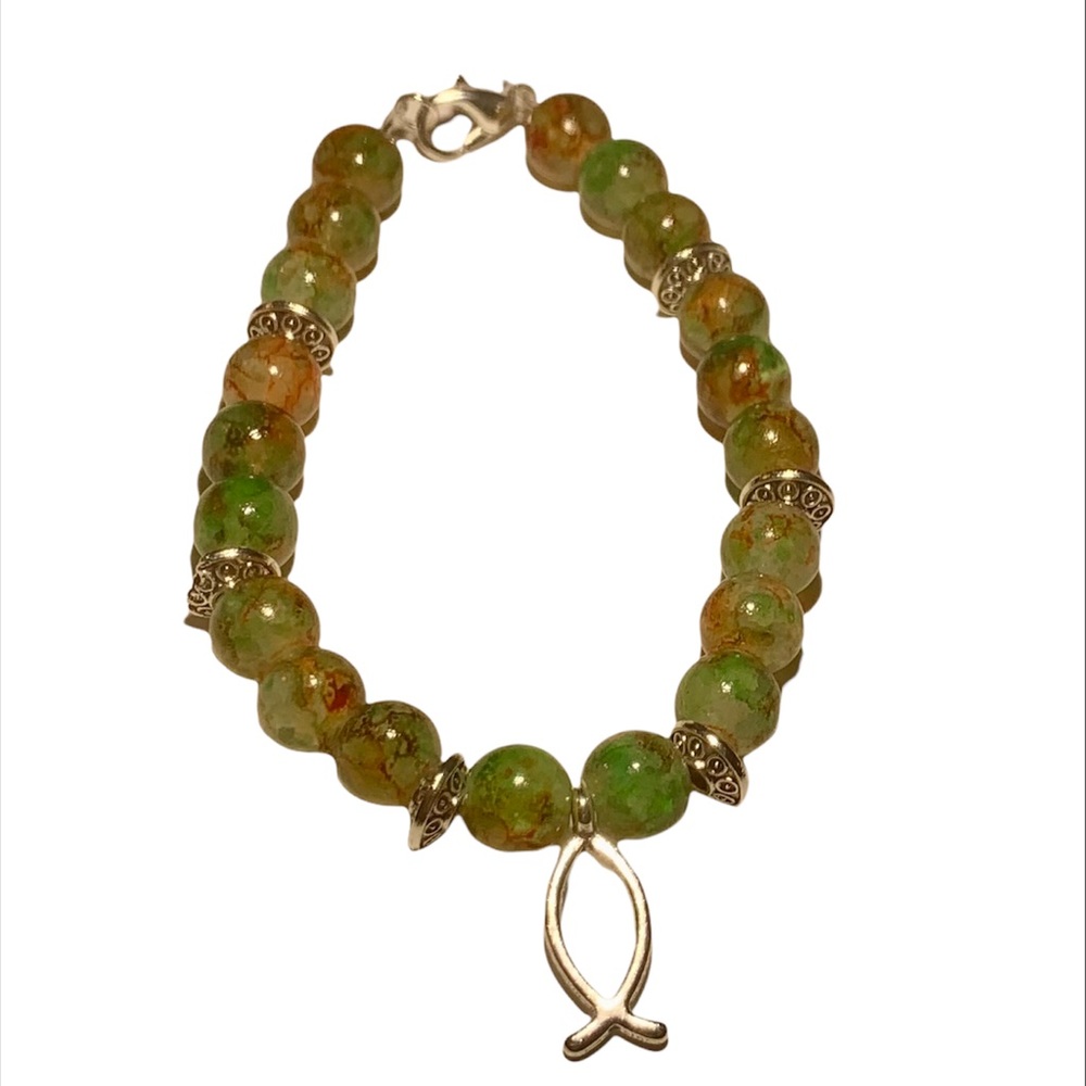 Jesus fish bracelet, very colorful